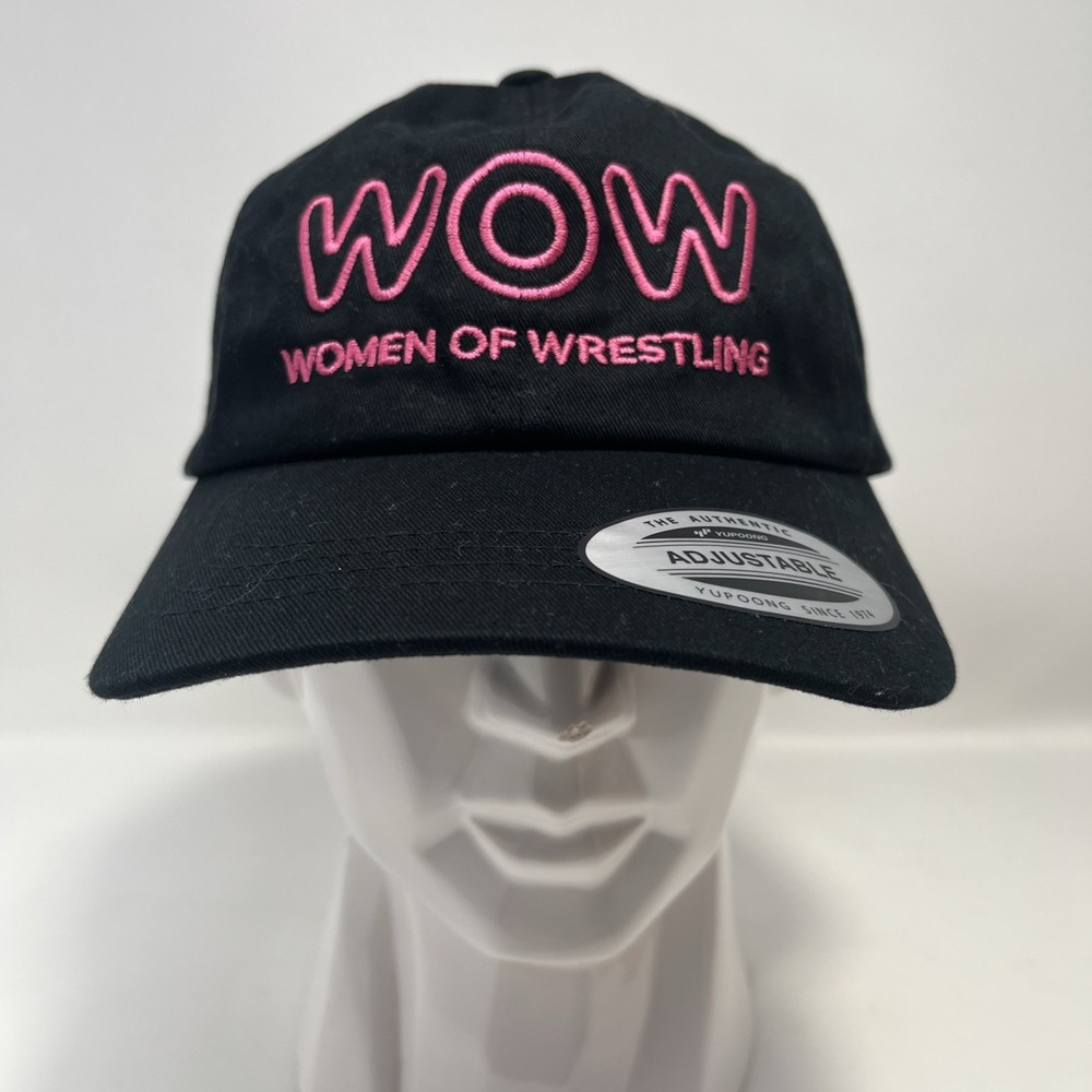WOW Women of Wrestling Black The Classics Adjustable Baseball Cap Hat Pink Logo